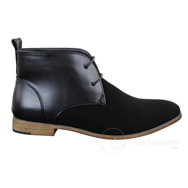 Mens Suede Leather Black Laced Chelsea Dealer Ankle Boots Smart Casual Formal