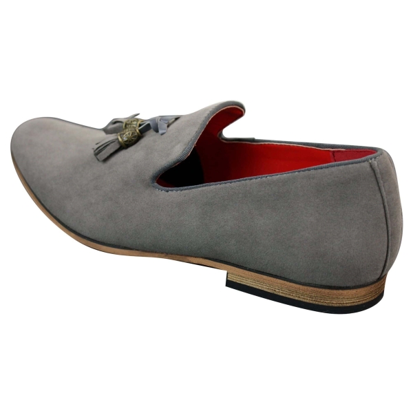 Mens Suede Leather PU Slip On Driving Shoes Loafers Tassel Red Grey Blue Brown Black