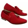Mens Suede Leather PU Slip On Driving Shoes Loafers Tassel Red Grey Blue Brown Black