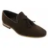Mens Suede Loafers Driving Shoes Slip On Tassle Design Leather Line Black Comfort