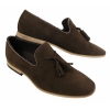 Mens Suede Loafers Driving Shoes Slip On Tassle Design Leather Line Black Comfort