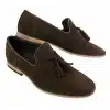 Mens Suede Loafers Driving Shoes Slip On Tassle Design Leather Line Black Comfort