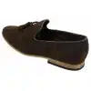 Mens Suede Loafers Driving Shoes Slip On Tassle Design Leather Line Black Comfort