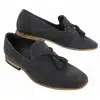 Mens Suede Loafers Driving Shoes Slip On Tassle Design Leather Line Black Comfort