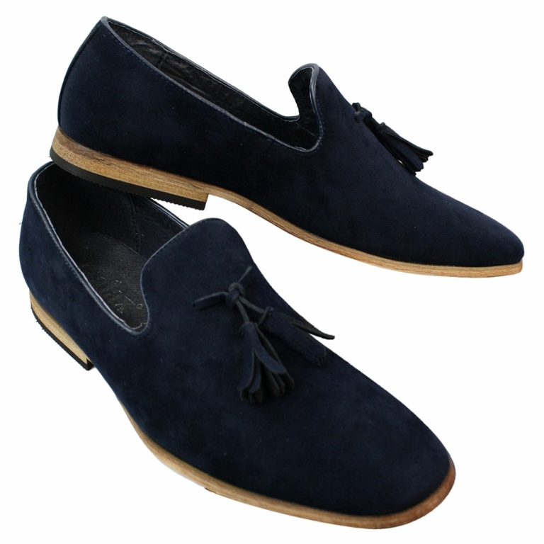 Mens Suede Loafers Driving Shoes Slip On Tassle Design Leather Line ...