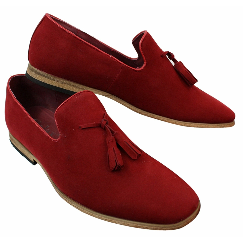 Mens Suede Loafers Driving Shoes Slip On Tassle Design Leather Line ...