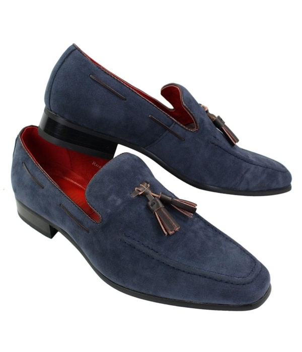 Mens Suede Loafers Driving Shoes Slip On Tassle Design Leather Smart Casual