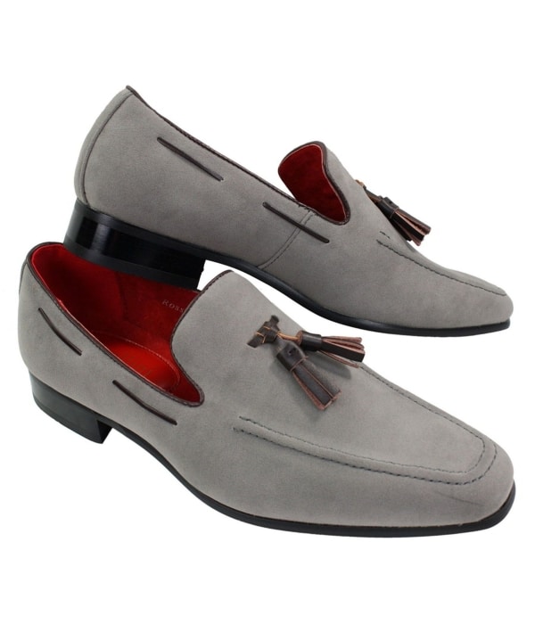 Mens Suede Loafers Driving Shoes Slip On Tassle Design Leather Smart Casual