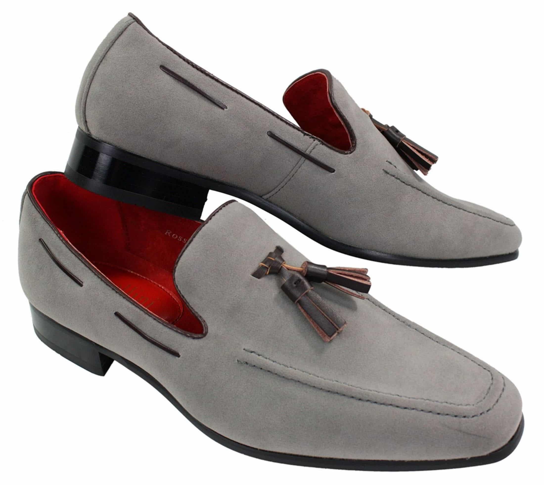 Mens Suede Loafers Driving Shoes Slip On Tassle Design Leather Smart ...