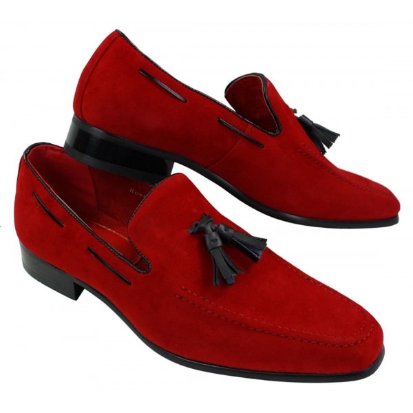 Mens Suede Loafers Driving Shoes Slip On Tassle Design Leather Smart Casual