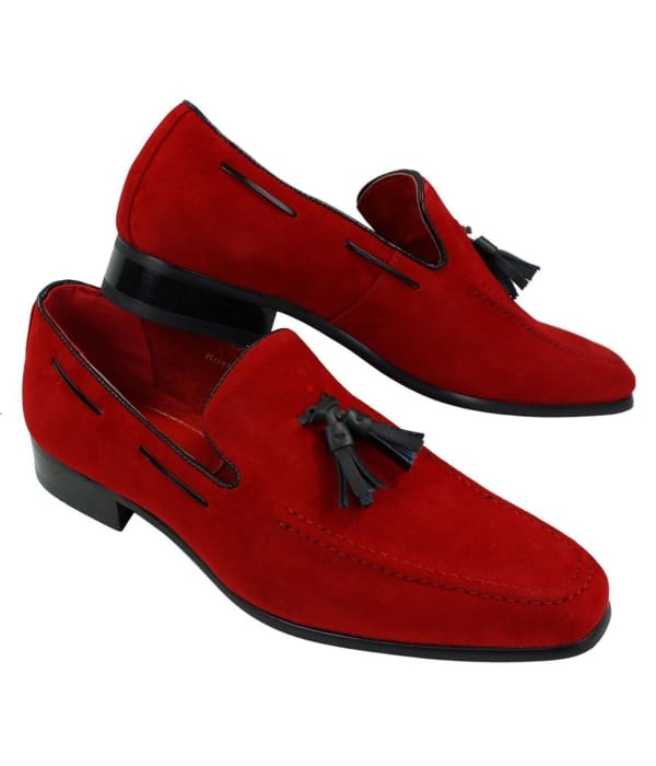 Mens Suede Loafers Driving Shoes Slip On Tassle Design Leather Smart Casual