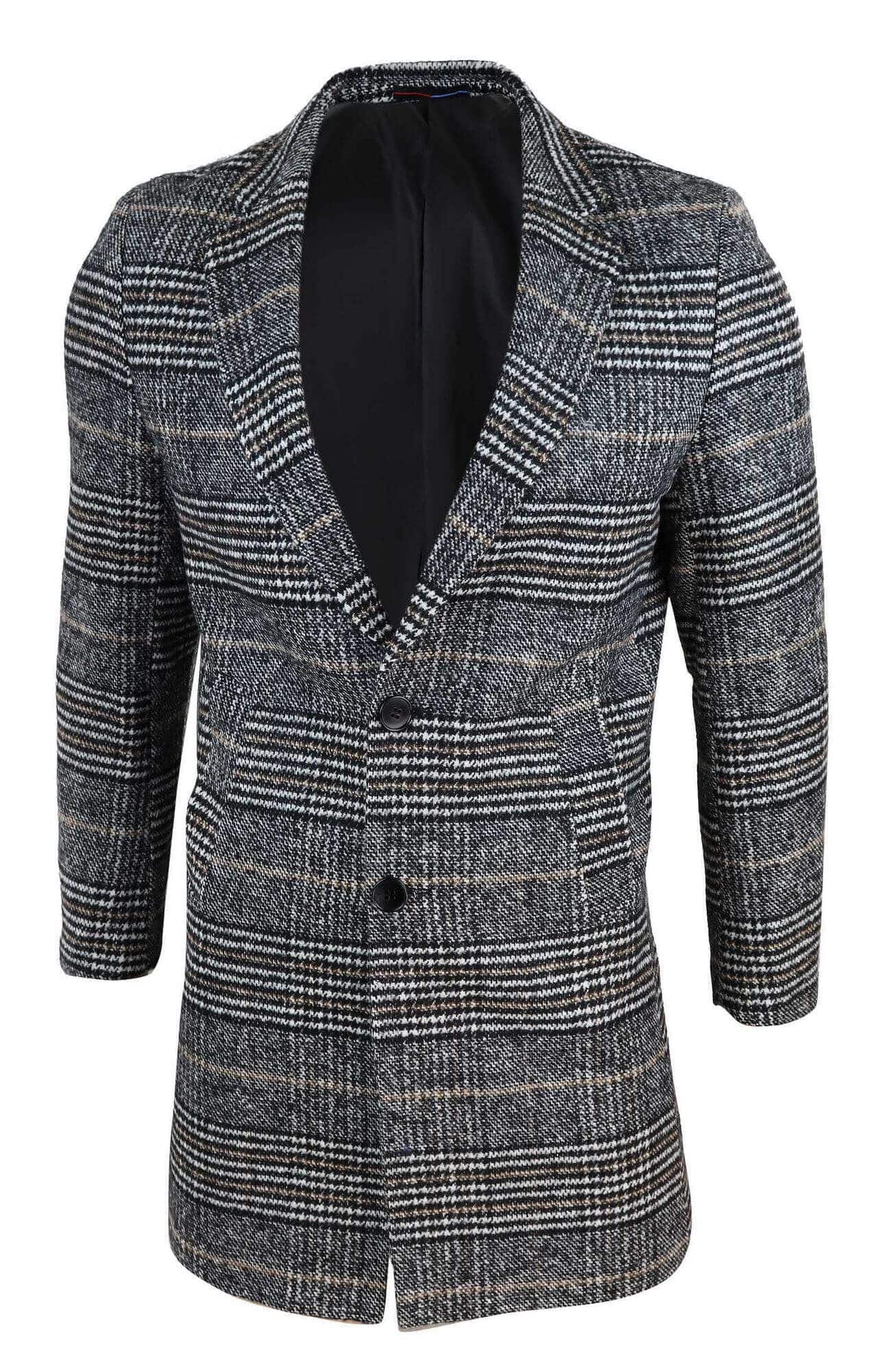 Mens Tweed Check Overcoat: Buy Online - Happy Gentleman