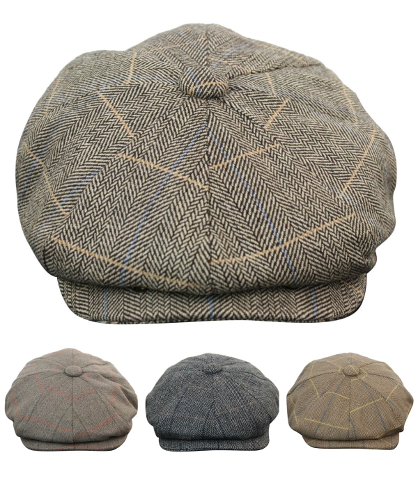 Mens Tweed Check Peaky Blinders Cap