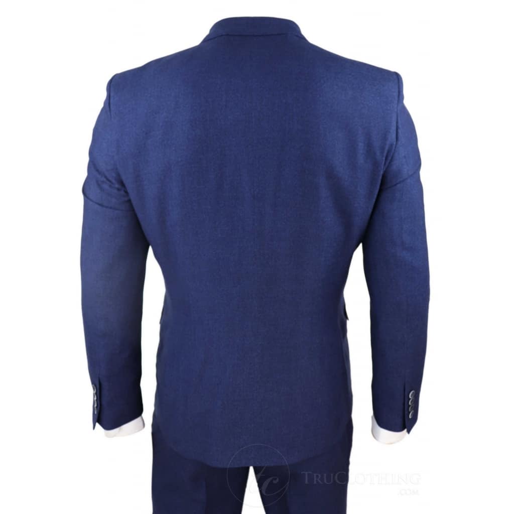 Mens Tweed Double Breasted Navy Suit | Happy Gentleman