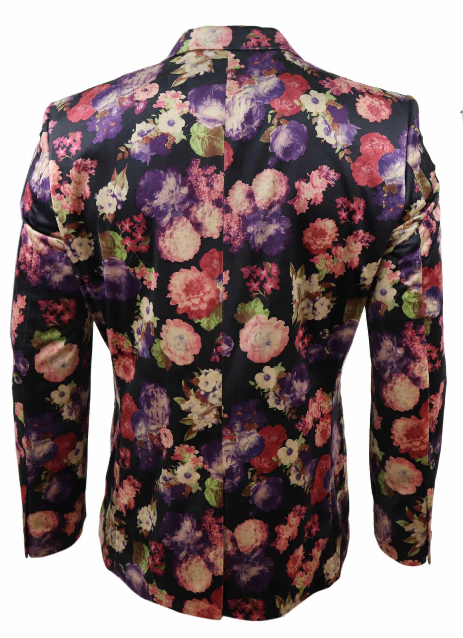 Mens Velvet Floral Design Blazer - Multicolour | Happy Gentleman