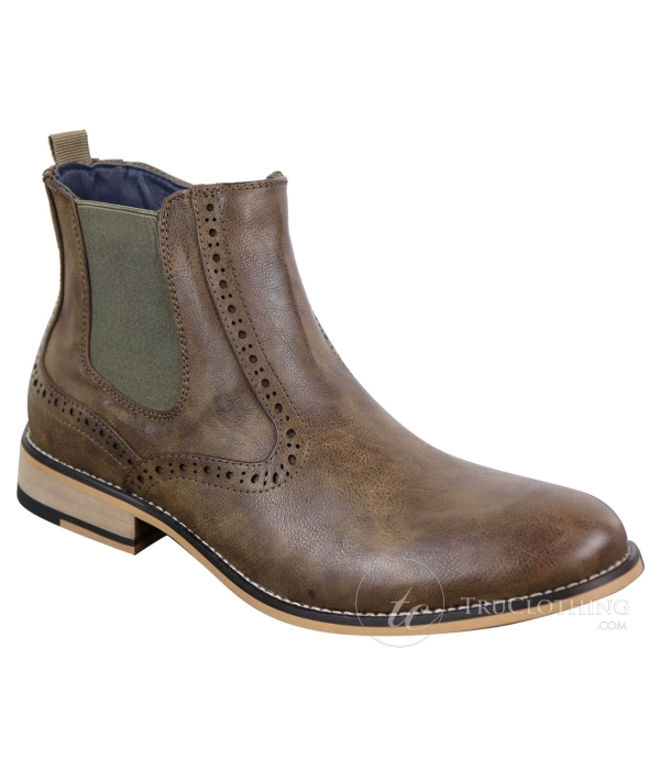 Mens Vintage Brogue Ankle Boots - Cavani Fox