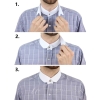 Mens Vintage Check Pattern Shirt with Removable Collar