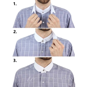 Mens Vintage Check Pattern Shirt with Removable Collar: Buy Online ...