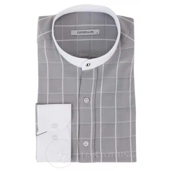 Mens Vintage Check Pattern Shirt with Removable Collar