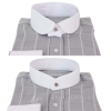 Mens Vintage Check Pattern Shirt with Removable Collar