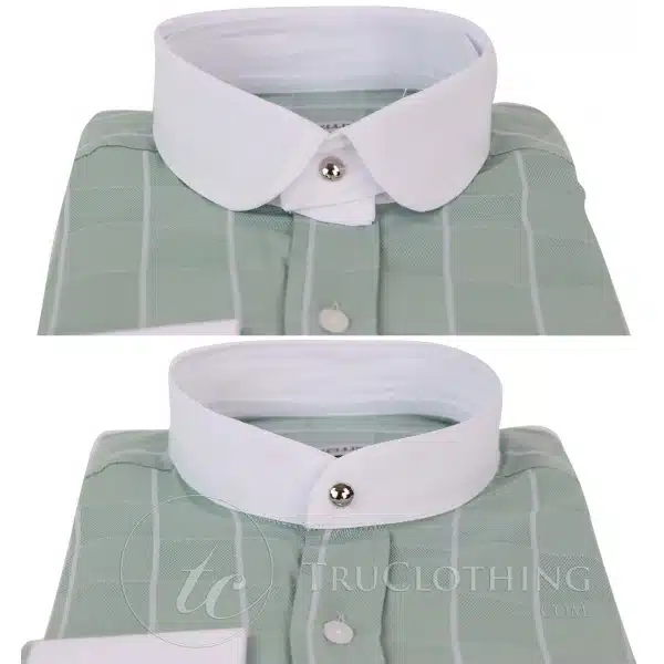 Mens Vintage Check Pattern Shirt with Removable Collar