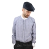 Mens Vintage Check Pattern Shirt with Removable Collar