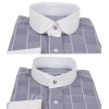 Mens Vintage Check Pattern Shirt with Removable Collar