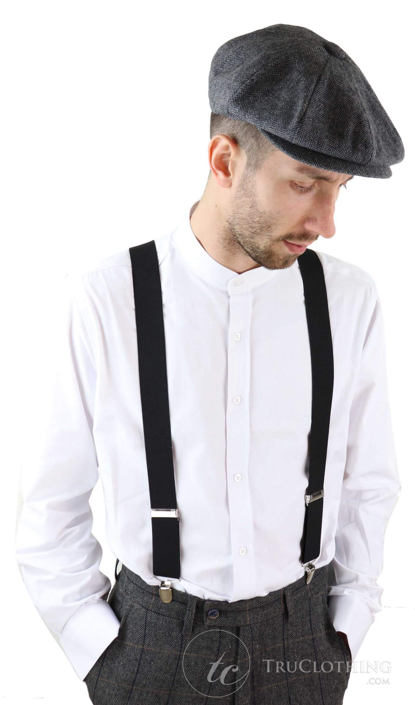 HUOBAO Vintage Black 5cm Wide Men's Suspenders X-Shape Trousers Man Braces  Strap Men Braces 4 Clip Elastic Male Suspenders