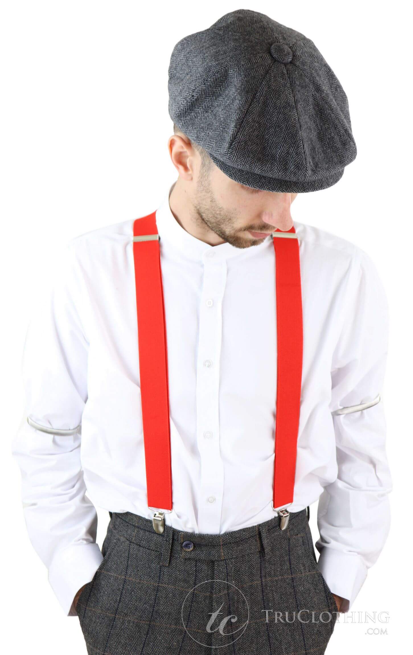 Skinny Orange Trouser Braces Elastic Suspenders Handmade in England  eBay