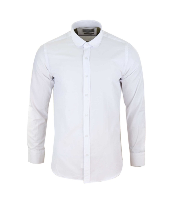 Mens White Club Collar Shirt