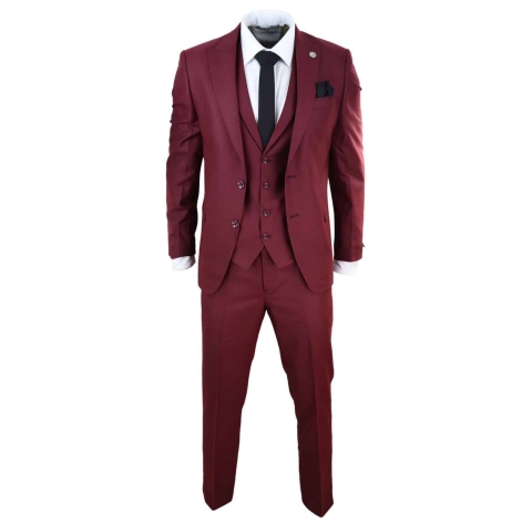 Mens Wine 3 Piece Suit: Buy Online - Happy Gentleman