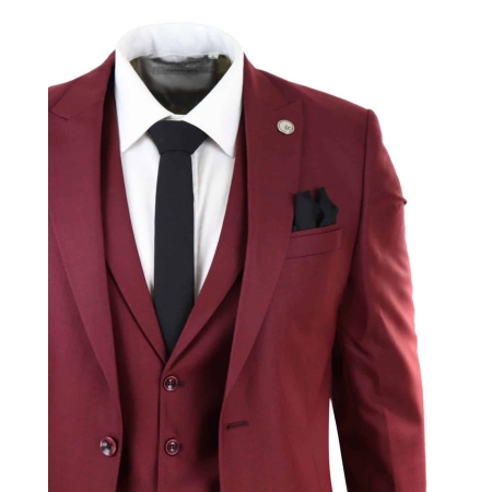 Mens Wine 3 Piece Suit: Buy Online - Happy Gentleman
