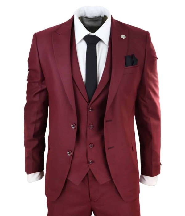 Mens Wine 3 Piece Suit: Buy Online - Happy Gentleman