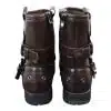 Mens Zip Punk Rock Goth Emo Ankle Boots Brown Black Leather Buckle