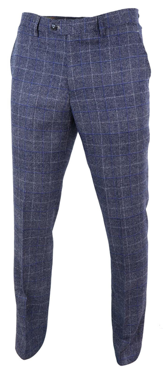 Mens Blue Check Vintage Trousers - Cavani Miles: Buy Online - Happy ...