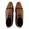 Mens Tan/Navy Leather & Velvet Akle Boots