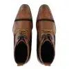 Mens Tan/Navy Leather & Velvet Akle Boots