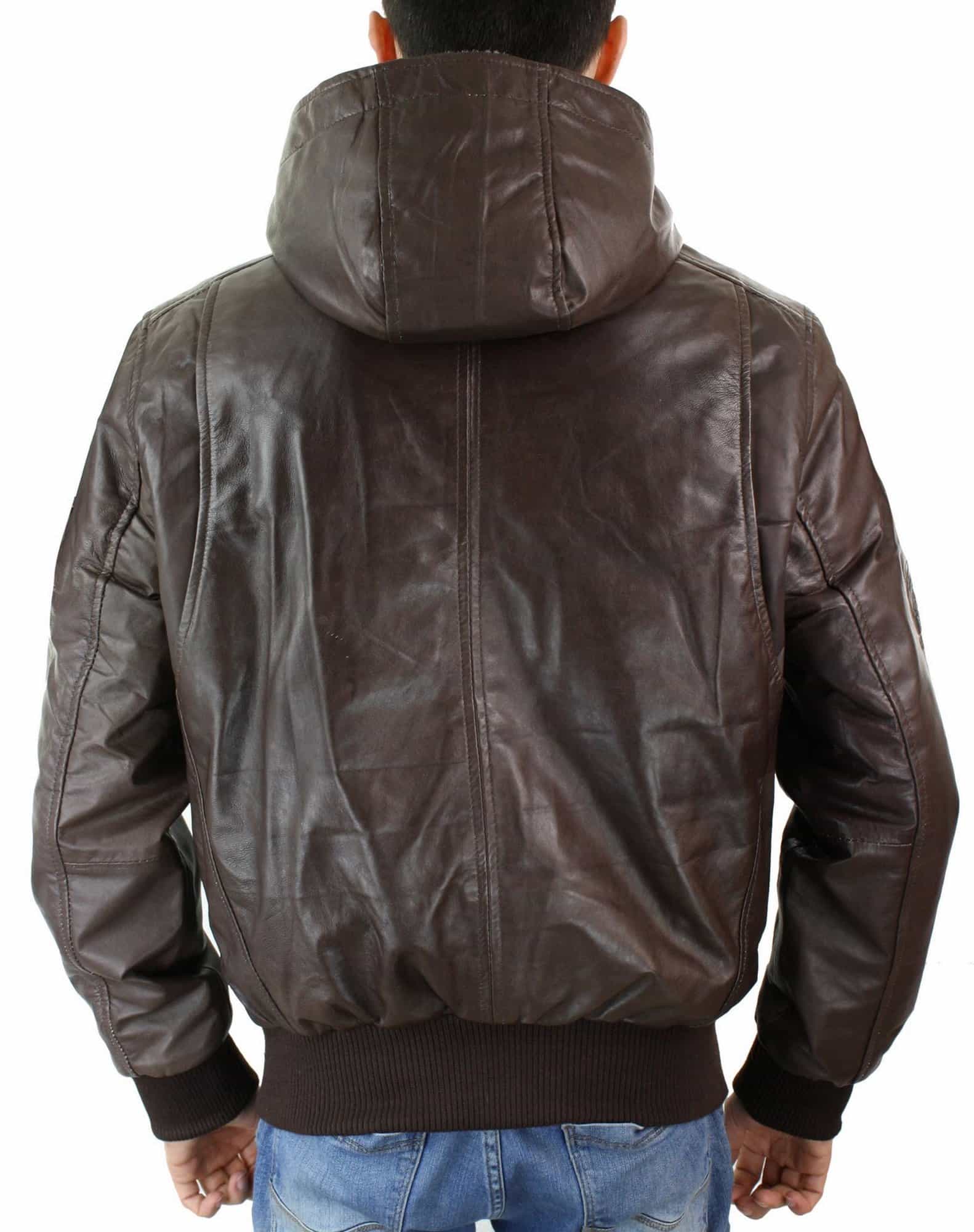 Aviatrix Nickelson 2 - Mens Brown Real Leather Hood Fleece Lined Bomber ...