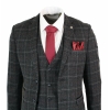 Paul Andrew Harvey - Mens Charcoal Grey Black 3 Piece Tweed Suit Wine Vintage Retro Peaky Blinders
