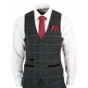 Paul Andrew Harvey - Mens Charcoal Grey Black 3 Piece Tweed Suit Wine Vintage Retro Peaky Blinders