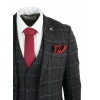 Paul Andrew Harvey - Mens Charcoal Grey Black 3 Piece Tweed Suit Wine Vintage Retro Peaky Blinders