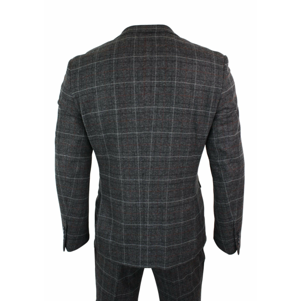 Paul Andrew Harvey - Mens Charcoal Grey Black 3 Piece Tweed Suit Wine ...