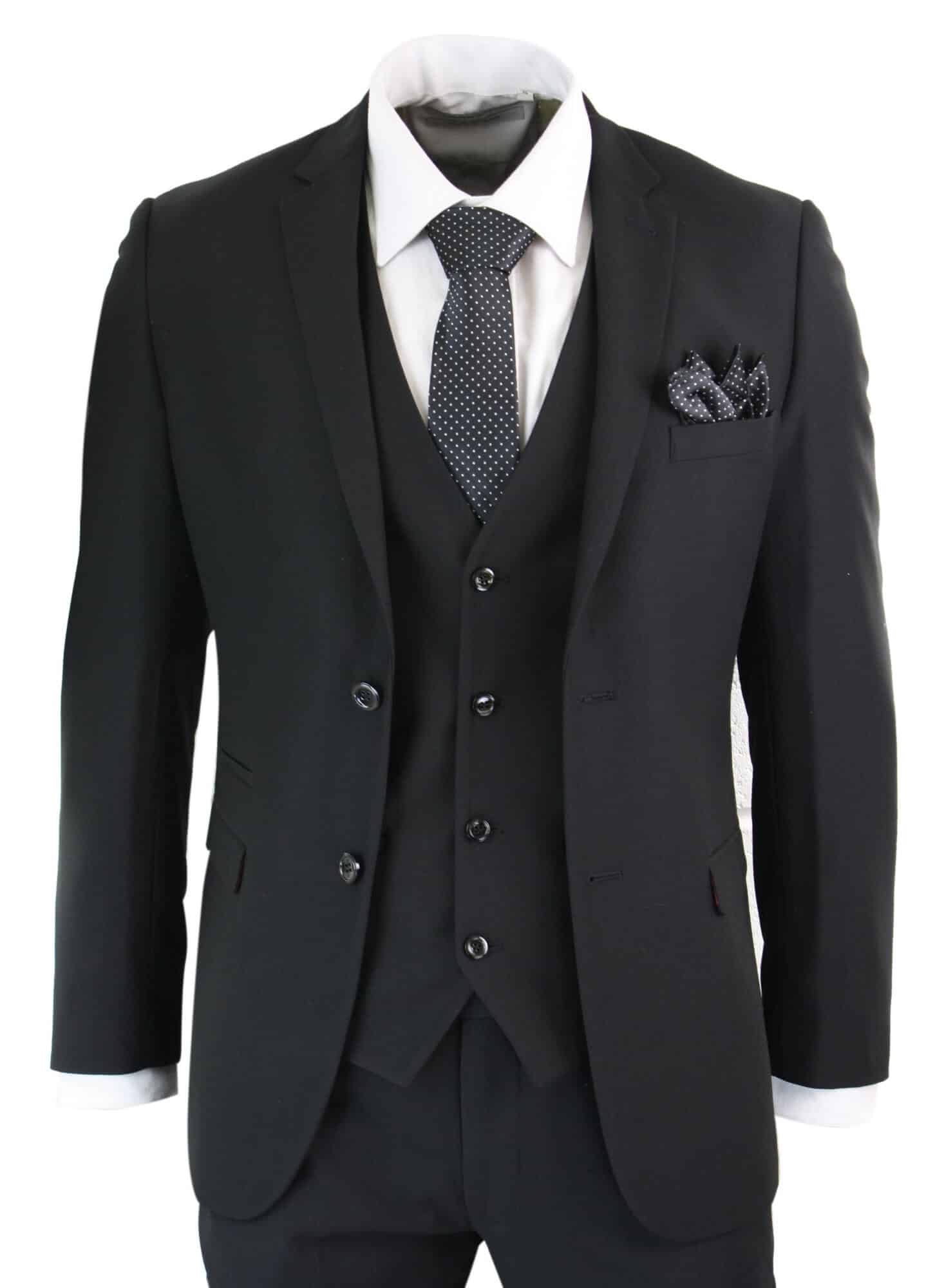 Paul Andrew Parker - Mens 3 Piece Black Tailored Fit Complete Suit ...