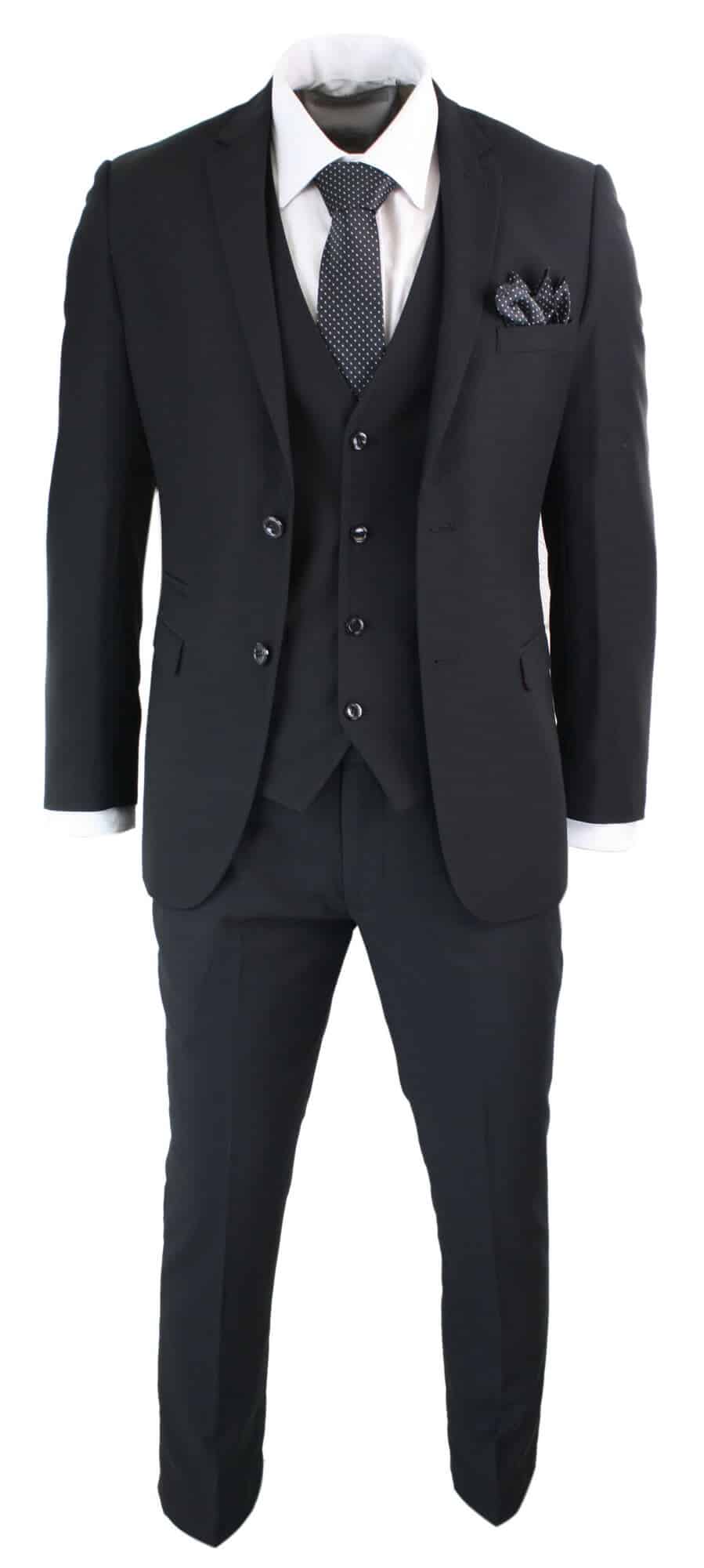 Paul Andrew Parker - Mens 3 Piece Black Tailored Fit Complete Suit ...