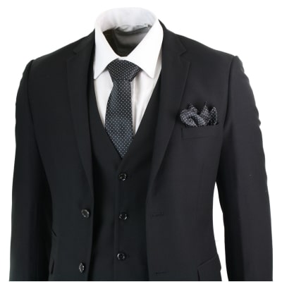 Paul Andrew Parker - Mens 3 Piece Black Tailored Fit Complete Suit ...