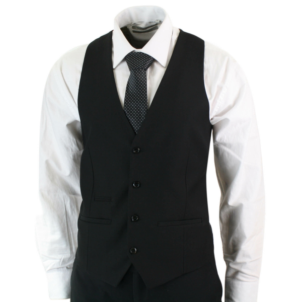 Paul Andrew Parker - Mens 3 Piece Black Tailored Fit Complete Suit Classic Door Man Mourning Funeral