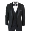 Paul Andrew Regent Black - Mens 3 Piece Black Classic Satin Tuxedo Dinner Suit Tailored Fit Wedding Prom