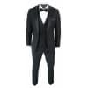 Paul Andrew Regent Black - Mens 3 Piece Black Classic Satin Tuxedo Dinner Suit Tailored Fit Wedding Prom