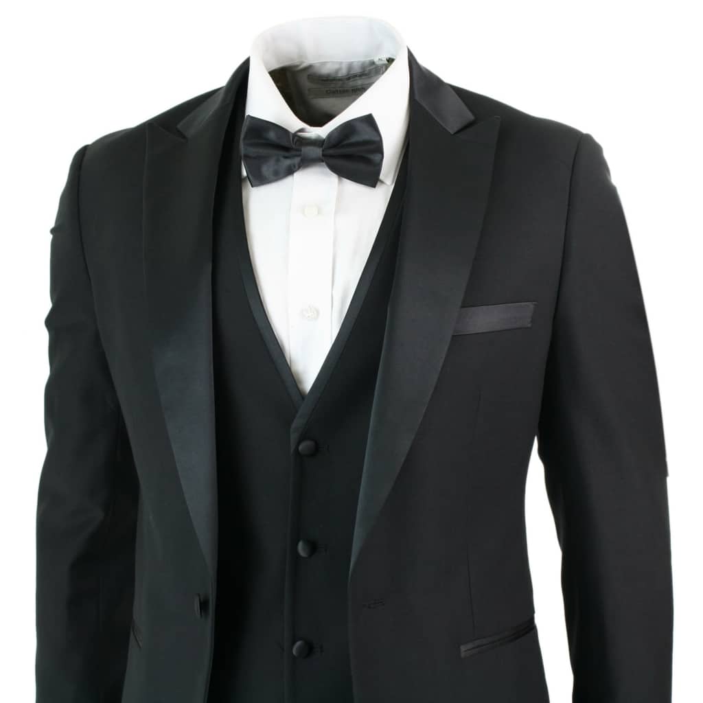 Paul Andrew Regent Black - Mens 3 Piece Black Classic Satin Tuxedo ...