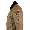 Mens Aviator Flying Pilot Bomber Jacket Vintage Tan Removable Black Fur Collar-Brown